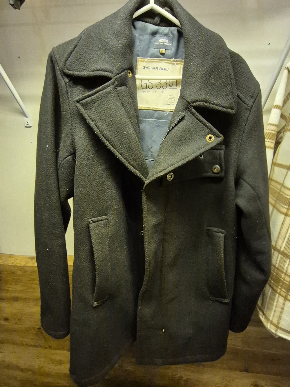 G-Star Men's Black Double-Breasted Peacoat